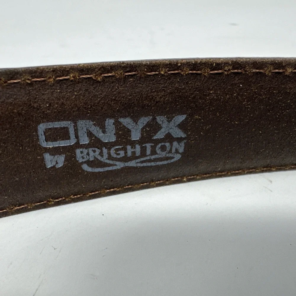 Onyx By Brighton Men's Southwest Leather Belt Concho‎ Brown Size 42